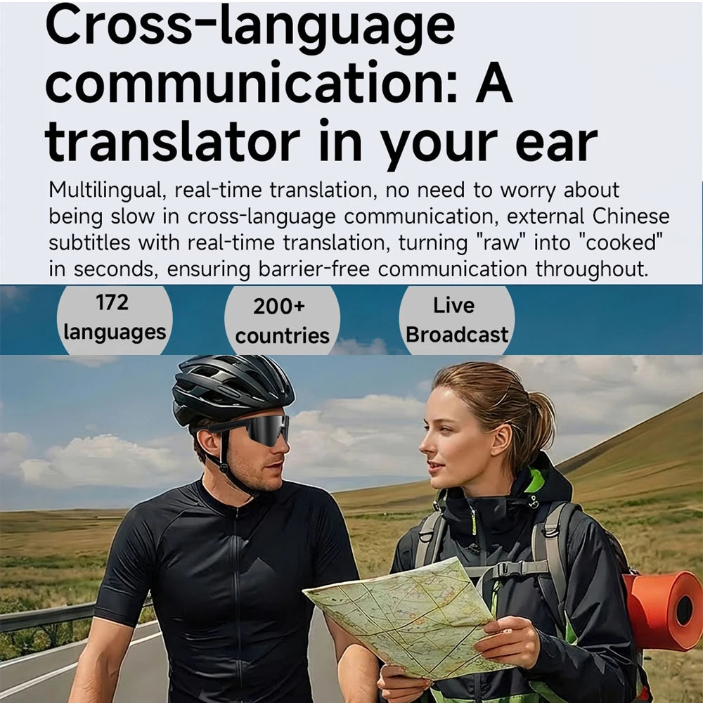 Cycling AI Smart Glasses 4K HD 800W Camera Bluetooth Call Translation Anti-shake Sunglasses Men Women Anit UV Waterproof Music