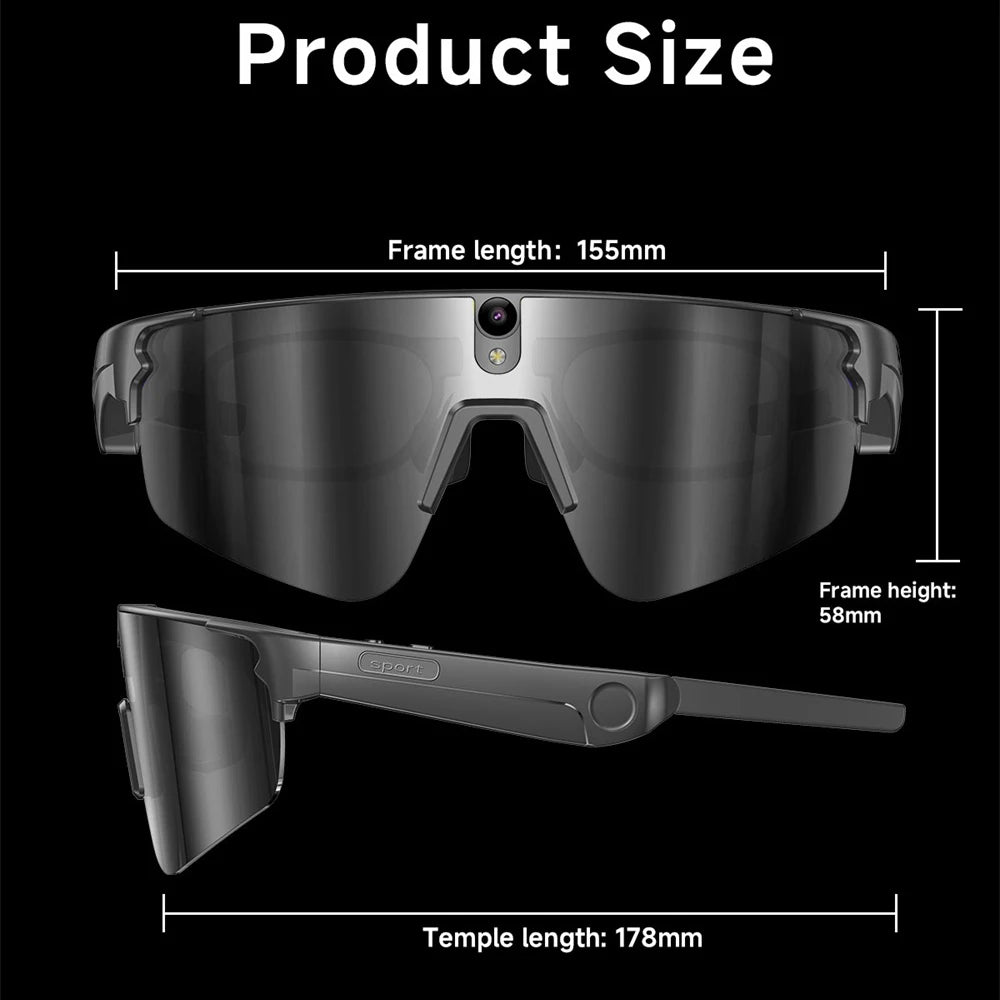 Cycling AI Smart Glasses 4K HD 800W Camera Bluetooth Call Translation Anti-shake Sunglasses Men Women Anit UV Waterproof Music